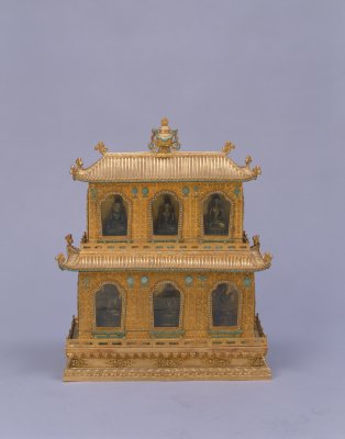 图片[1]-Gold inlaid pearl turquoise tower niches-China Archive